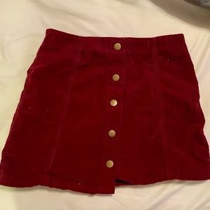 Maroon corduroy button snap skirt